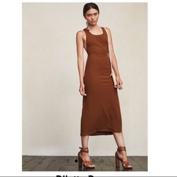 Reformation Diletta Dress in Brown Cocoa, Size XS - Picture 1 of 10